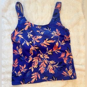 L.L. Bean Pink and Blue Tankini Bathing Suit Top 12R